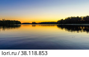 Orange sunset on the lake. Стоковое фото, фотограф Михаил Аккуратoв / Фотобанк Лори