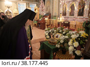 Епископ Балашихинский и Орехово-Зуевский Николай  в день нахождения мощей преподобного Сергия Радонежского в Савинском храме (2022 год). Редакционное фото, фотограф Дмитрий Неумоин / Фотобанк Лори