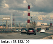 Eastern transport chord of Moscow on 10.05.2022 at noon. The concept of urban traffic. Редакционное фото, фотограф Ярославский Максим / Фотобанк Лори
