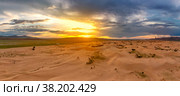 Sand dunes in desert at sunset. Стоковое фото, фотограф Михаил Коханчиков / Фотобанк Лори