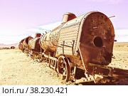 Old train in the train cemetery Cementerio De Los Trenes, Uyuni, Bolivia. Стоковая иллюстрация, иллюстратор Aleksandr Golubev / Фотобанк Лори