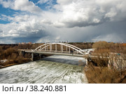 МОСКВА. Вид на Хорошевский мост в весенний день - мост через Хорошевское спрямление Москвы-реки в районе Серебряного бора. Соединяет проспект Маршала Жукова с Таманской улицей (2021 год). Стоковое фото, фотограф Pukhov K / Фотобанк Лори