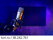 Close up of professional microphone in recording studio. Стоковое фото, фотограф Сергей Толмачёв / Фотобанк Лори