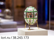 Faberge Museum exhibits. Art objects in Russia: 15th anniversary of reign egg. Редакционное фото, фотограф Aleksandr Golubev / Фотобанк Лори