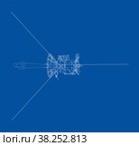 Communication satellite concept outline. Vector. Стоковая иллюстрация, иллюстратор Кирилл Черезов / Фотобанк Лори