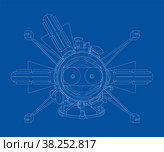 Communication satellite concept outline. Vector. Стоковая иллюстрация, иллюстратор Кирилл Черезов / Фотобанк Лори