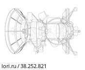 Communication satellite concept outline. Vector. Стоковая иллюстрация, иллюстратор Кирилл Черезов / Фотобанк Лори