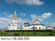 Россия, Уральский ФО, Сибирь, Тюменьская область, Абалакский Свято-Знаменский монастырь, Православный мужской монастырь Русской православной церкви в Тобольской и Тюменской епархии. Расположен в селе Абалак на правом берегу Иртыша в 20 км от Тобольска (2018 год). Стоковое фото, фотограф Александр Циликин / Фотобанк Лори