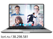 Videoconferencing concept with people in online call. Стоковое фото, фотограф Elnur / Фотобанк Лори