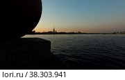 Spit of Vasilyevsky Island and Peter and Paul Fortress.White night. Unique urban landscape center Saint Petersburg (2020 год). Редакционное видео, видеограф Aleksandr Golubev / Фотобанк Лори
