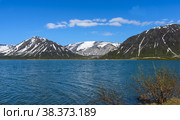 View Bolshoy (Big) Vudyavr Lake  and Kukisvumchorr mountain. Sunny day. Стоковое фото, фотограф Михаил Аккуратoв / Фотобанк Лори