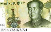 Chinese 1 yuan banknote with Mao Zedong portrait. Стоковое фото, фотограф FotograFF / Фотобанк Лори