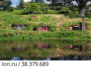 Hobbiton, New Zealand - 15 Dec 2018. Hobbiton is theme Park in New Zealand. Редакционное фото, фотограф Сергей Стрелков / Фотобанк Лори