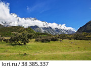 Nature of Hooker valley, New Zealand. Стоковое фото, фотограф Сергей Стрелков / Фотобанк Лори