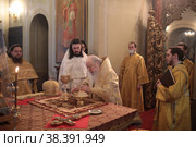 Митрополит Ювеналий рукоположил диакона Александра Тарабрина во пресвитера (2021 год). Редакционное фото, фотограф Дмитрий Неумоин / Фотобанк Лори