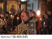 Архимандрит Кирилл (Семенов) в Новодевичьем монастыре в Великий пост (2018 год). Редакционное фото, фотограф Дмитрий Неумоин / Фотобанк Лори