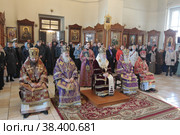 Литургия в Великий четверг в Бобреневом монастыре Коломны (2018 год). Редакционное фото, фотограф Дмитрий Неумоин / Фотобанк Лори