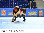 Orenburg, Russia - October 5, 2019: Men compete in Pankration wrestling. Редакционное фото, фотограф Владимир Галкин / Фотобанк Лори