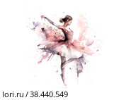 Балерина рисунок акварелью на белом фоне. Стоковая иллюстрация, иллюстратор Елена Ананьева / Фотобанк Лори