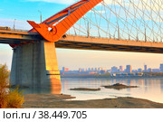 Bugrinsky bridge in golden autumn (2021 год). Стоковое фото, фотограф ArhSib / Фотобанк Лори