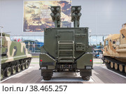 Российский самоходный противотанковый ракетный комплекс «Корнет-ЭМ» на базе шасси «Тайфун-К» на Международном военно-техническом форуме "Армия-2019" в парке "Патриот", вид сзади. Редакционное фото, фотограф Малышев Андрей / Фотобанк Лори
