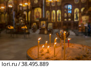 Фрагмент интерьера Кафедрального собора во имя Святого Благоверного Князя Александра Невского. Нижний Новгород, Россия (2019 год). Редакционное фото, фотограф Pukhov K / Фотобанк Лори