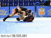 Orenburg, Russia - October 5, 2019: Men compete in Pankration wrestling. Редакционное фото, фотограф Владимир Галкин / Фотобанк Лори
