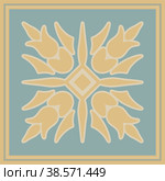 Vector decorative floral element in Assyrian style. Стоковая иллюстрация, иллюстратор Елена  Попкова / Фотобанк Лори