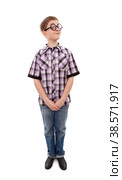 Fun teenage boy in glasses. Стоковое фото, фотограф Станислав Типляшин / Фотобанк Лори