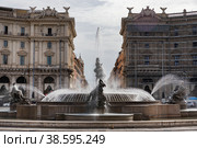 Италия. Рим. Фонтан Наяд на площади делла Репубблика. Italy. Rome. The fountain of the Naiades on the Piazza della Repubblica. (2022 год). Редакционное фото, фотограф Алексей Смышляев / Фотобанк Лори