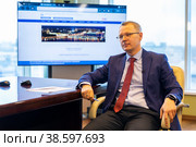 Россия. Санкт-Петербург. Временно исполняющий обязанности генерального директора Фонда капитального ремонта Дмитрий Шутов. Russia. Saint-Petersburg. Acting General Director of the Capital Repair And Dmitry Shutov. (2022 год). Редакционное фото, фотограф Алексей Смышляев / Фотобанк Лори