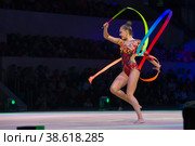 Арина Аверина, многократная чемпионка по художественной гимнастике на шоу "Легенды спорта" Алексея Немова - 2018 в Московском дворце спорта в Лужниках, Россия. Редакционное фото, фотограф Pukhov K / Фотобанк Лори