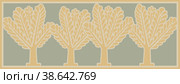 Vector seamless banner in Assyrian style with olive trees. Стоковая иллюстрация, иллюстратор Елена  Попкова / Фотобанк Лори