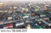 Aerial view of Baranovichi cityscape with buildings and streets. Стоковое фото, фотограф Яков Филимонов / Фотобанк Лори