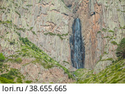 Водопад Абай-Су в Кабардино-Балкарии, Россия. Летний день. Стоковое фото, фотограф Сергей Цепек / Фотобанк Лори