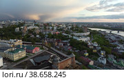 Дворцы и колокольни в центре города. Нижний Новгород. Россия. Вид с дрона. История среди нас. (2022 год). Редакционное видео, видеограф Александр Сапыгин / Фотобанк Лори