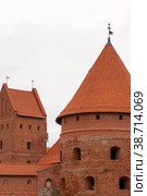 Вид на Тракайский замок летним днем (Литва) - View of Trakai Castle on a summer day (Lithuania) Стоковое фото, фотограф Елена  Попкова / Фотобанк Лори