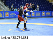 Orenburg, Russia - October 5, 2019: Men compete in Pankration wrestling. Редакционное фото, фотограф Владимир Галкин / Фотобанк Лори