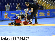 Orenburg, Russia - October 5, 2019: Men compete in Pankration wrestling. Редакционное фото, фотограф Владимир Галкин / Фотобанк Лори