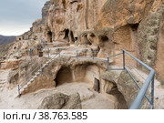 View of the historic cave city and the monastery complex of Vardzia. Стоковое фото, фотограф Яков Филимонов / Фотобанк Лори