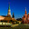 Awesome architecture of the state historical museum at red square in the evening after sunset with fantastic dark sky and highlighted kremlin tower. Moscow center landmarks, capital of Russia. Стоковое фото, фотограф Евгений / Фотобанк Лори