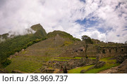 Panoramic view to Machu Picchu archaeological site with Polygonal masonry, Cuzco, Peru (2018 год). Стоковое фото, фотограф Сергей Майоров / Фотобанк Лори