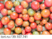 Pink and green cherry tomatoes lie in bowl. Стоковое фото, фотограф Владимир Григорьев / Фотобанк Лори