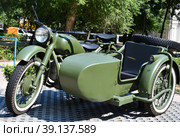 Details of the military Soviet heavy motorcycle M - 72 (Ural) was produced during the Great Patriotic War of 1941 - 1945 (produced until 1960). Редакционное фото, фотограф Владимир Галкин / Фотобанк Лори