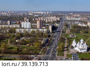 Санкт-Петербург. Панорама Пискарёвского проспекта. (2019 год). Редакционное фото, фотограф Александр Тарасенков / Фотобанк Лори