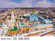 Aerial view of Nativity of Mother of God Monastery in Zadonsk. Стоковое фото, фотограф Яков Филимонов / Фотобанк Лори