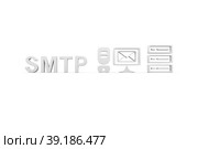 SMTP concept white background 3d render illustration. Стоковая иллюстрация, иллюстратор Максим Иванов / Фотобанк Лори