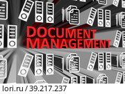 DOCUMENT MANAGEMENT concept blurred background 3d render illustration. Стоковая иллюстрация, иллюстратор Максим Иванов / Фотобанк Лори