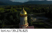Church Vladikavkaz aerial video view. Стоковое видео, видеограф Поскребышев Михаил / Фотобанк Лори