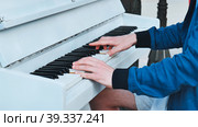 A street pianist plays the piano in the city. Стоковое фото, фотограф Mikhail Davidovich / Фотобанк Лори